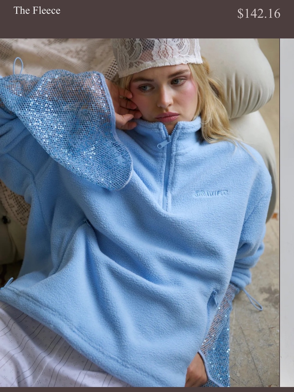 Graviet Light Blue Fleece Quarter-Zip Pullover